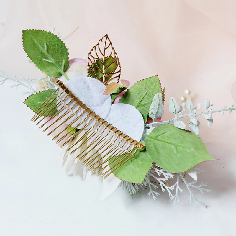 Bridal hair accessories plate hair plug comb handmade simulation flower bud hair comb beach straw hat decoration 60 per pack