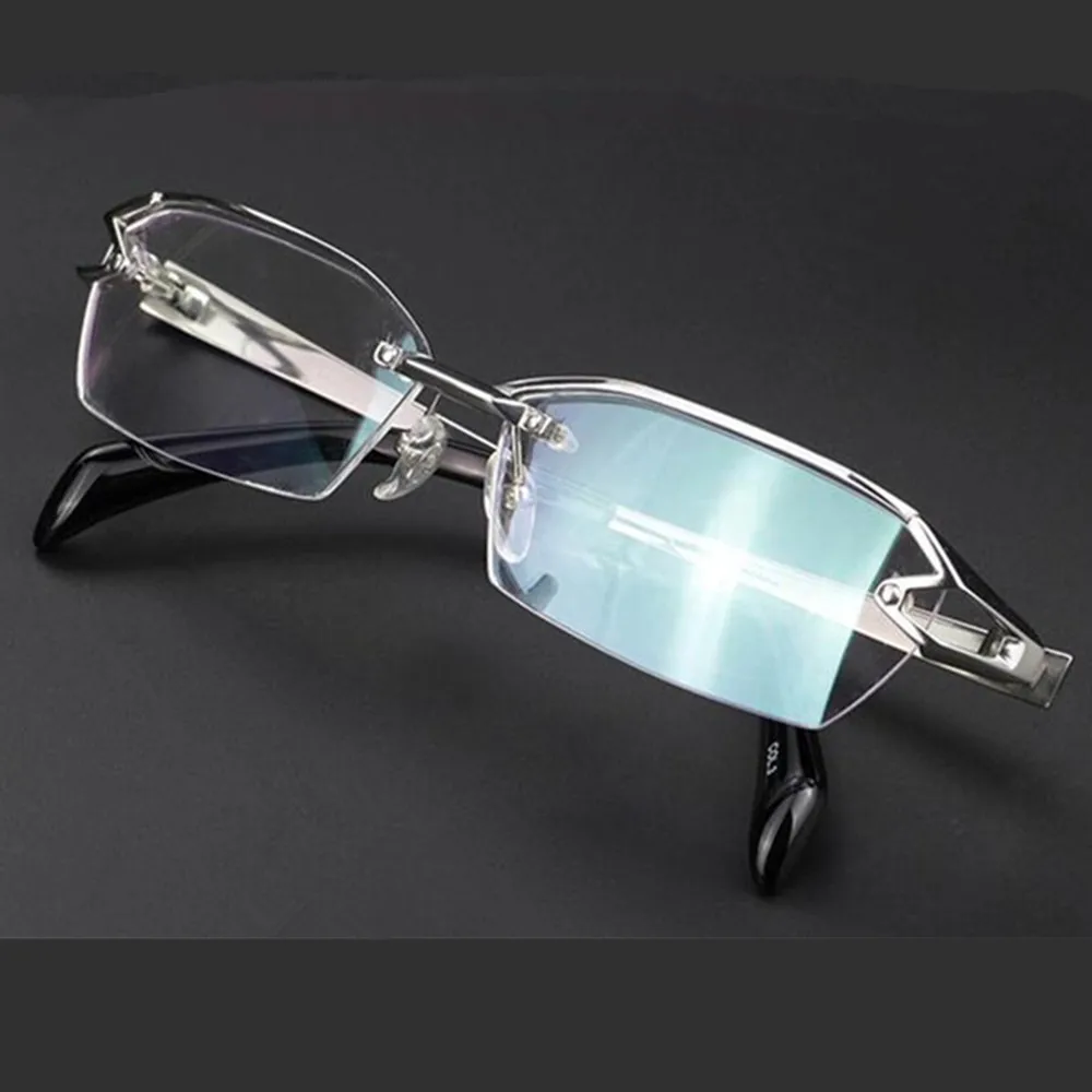 BETSION    Titanium Silver Eyeglass Frames Glasses Spectacles Half Rimless  Myopia Prescription Optical Eyewear