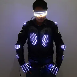 Fashion LED Armor Light Up Jackets Costume Glove Glasses Led Outfit Clothes Led Suit For LED Robot suits