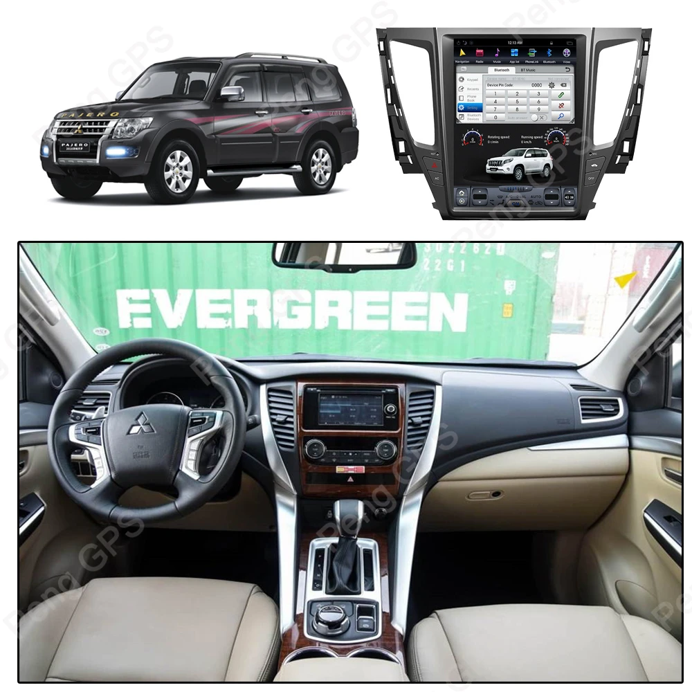 Android 9.0 Tesla Vertical Screen for Mitsubishi Pajero 2016+ GPS Navigation 4G+64G 12.1