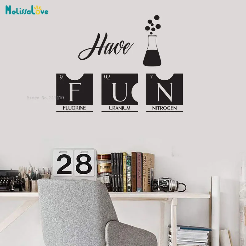 

Have Fun Chemistry Wall Sticker Removable Word Murals Home Decoration For Kids Room Vinyl Decals Removable YT3323