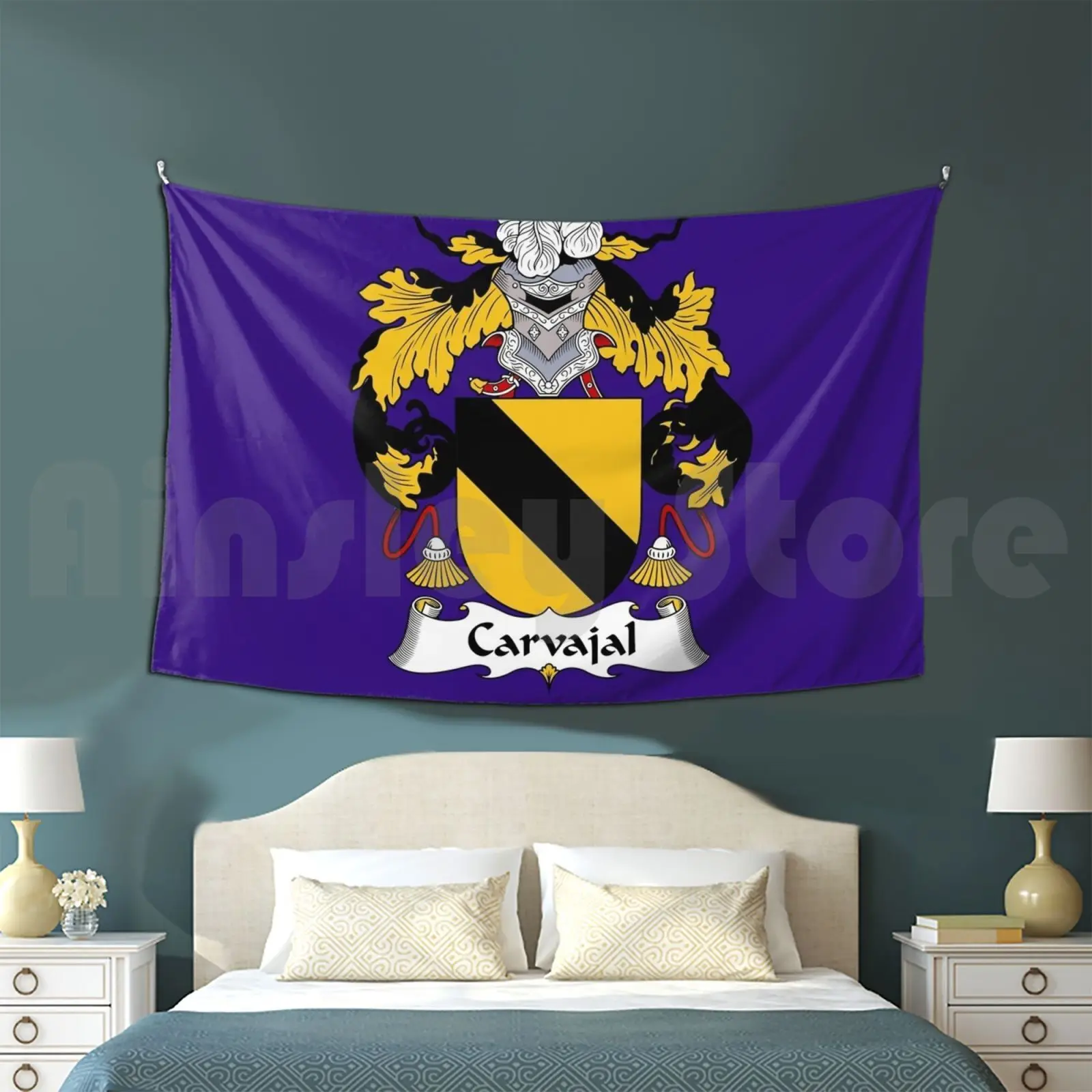 Carvajal Coat Of Arms-Family Crest Tapestry Living Room Bedroom Perez Last Name Origin Arias Last Name Spain Crest Spanish