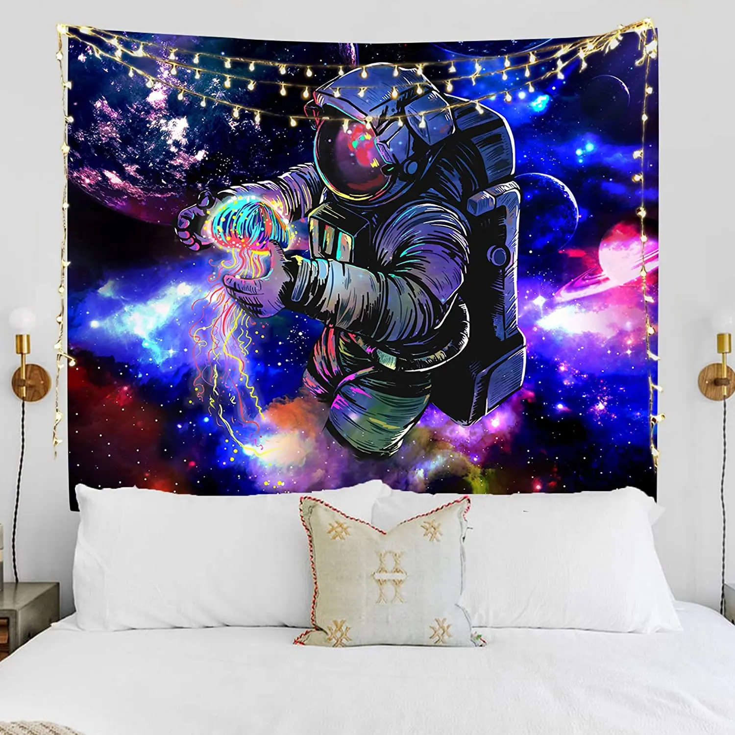 

Astronaut Psychedelic Jellyfish Tapestry Background Wall Covering Home Decoration Blanket Bedroom Wall Hanging Tapestries