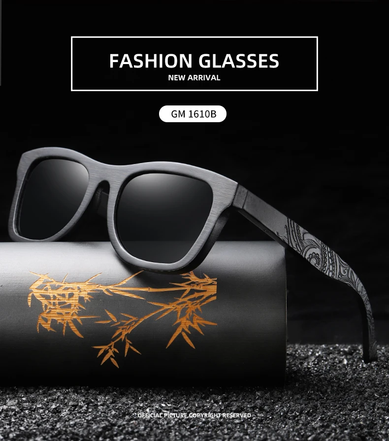 GM Holz-Sonnenbrille für Herren und Damen Luxus-Marken-Designer Polarisierte Sonnenbrillen Vintage-Sonnenbrille Damen-Brillen mit Papierbox – Detail 3