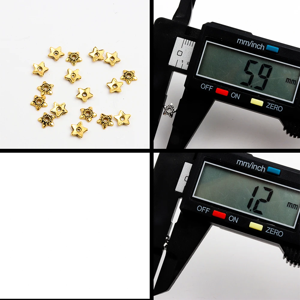 50 stücke Alte Kupfer Splitter Gold Bronze Fünfzackigen Stern Mit Loch Form Metall Spacer Bead Caps Für Halskette armband Schmuck – Detail 12