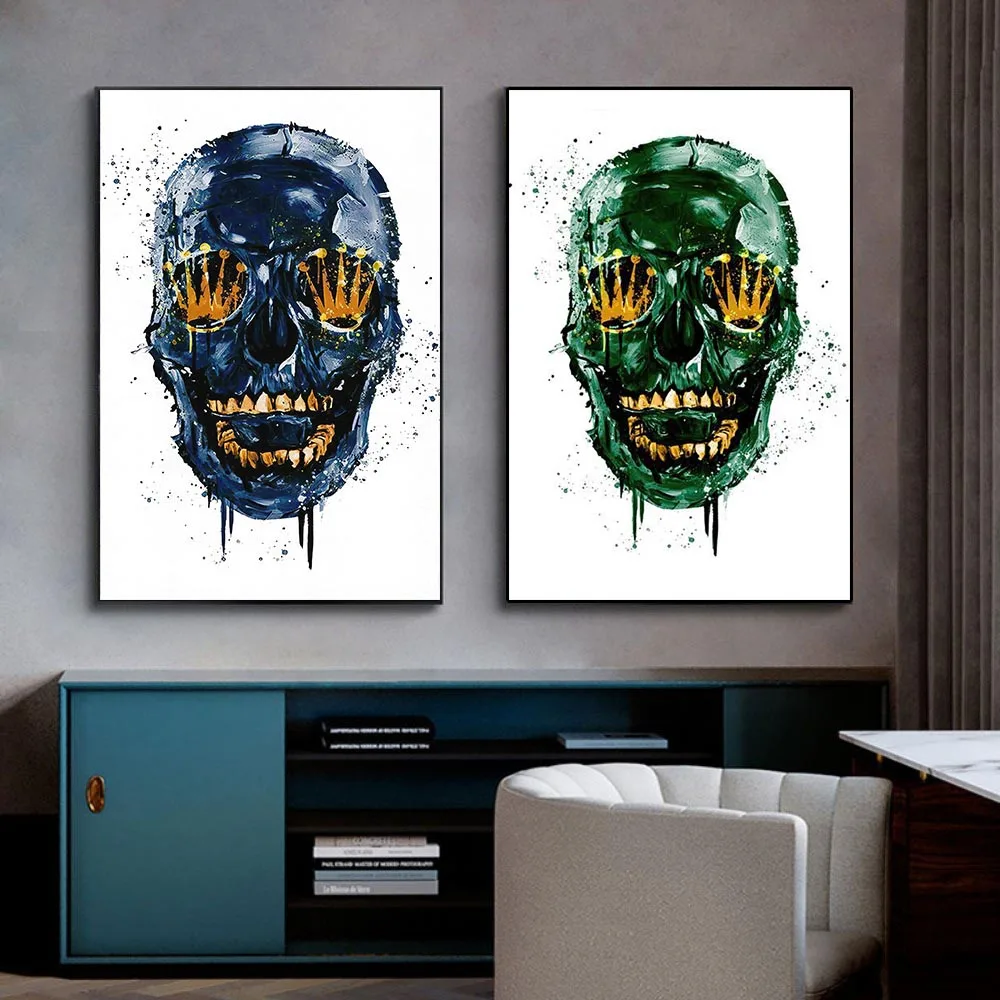 

Graffiti Abstract Luxury Skeleton Canvas Painting Skull Posters Prints Home Decor Cuadros Wall Art Pictures for Living Room