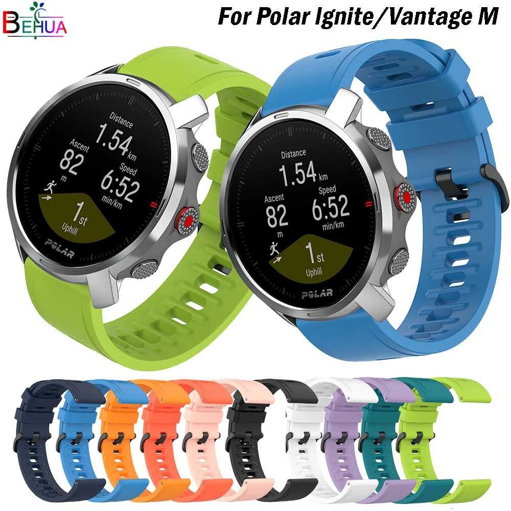 BEHUA Colorful Silicone Strap For Polar lgnite / Vantage M Smart 20 / 22mm Watchband For Polar Grit X / Unite Wristband Bracelet