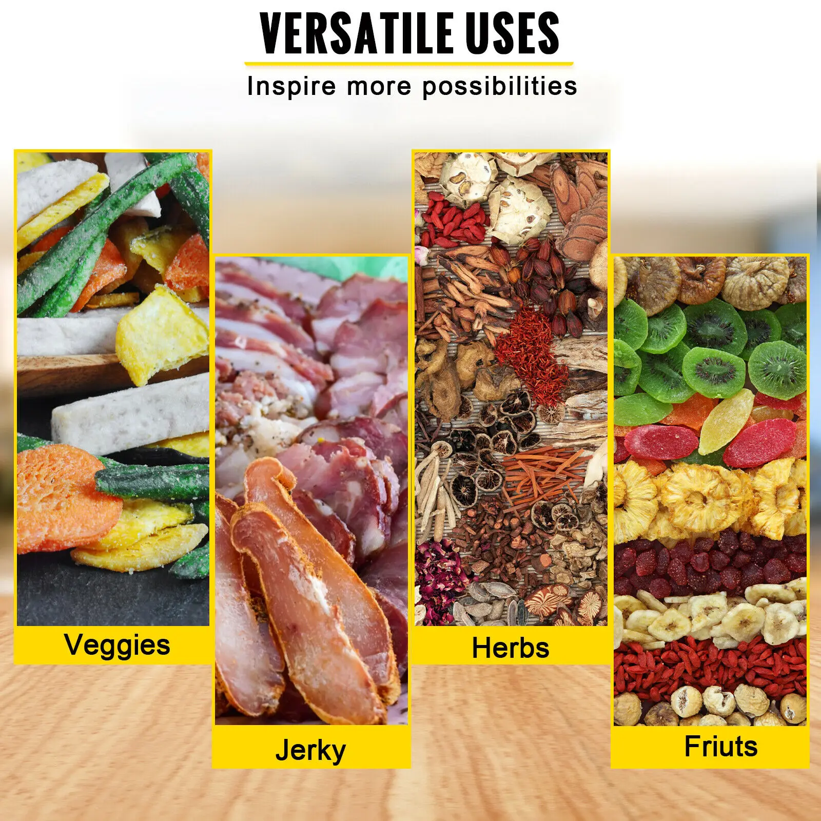 VEVOR 6 Trays Dörr Maschine Elektrische Digitale Trockner Lebensmittel-Grade Edelstahl für Trocknen Obst Gemüse Kräuter Snacks