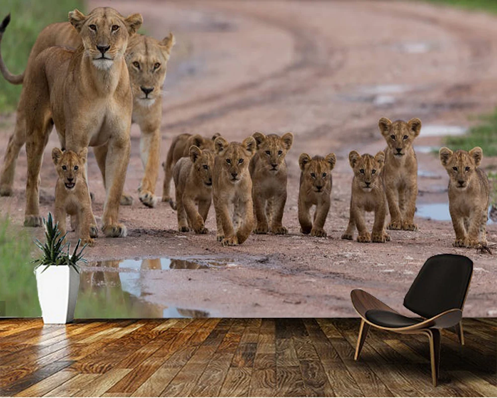 

Custom papel de parede infantil, African lion family mural for living room bedroom sofa background decorative wallpaper