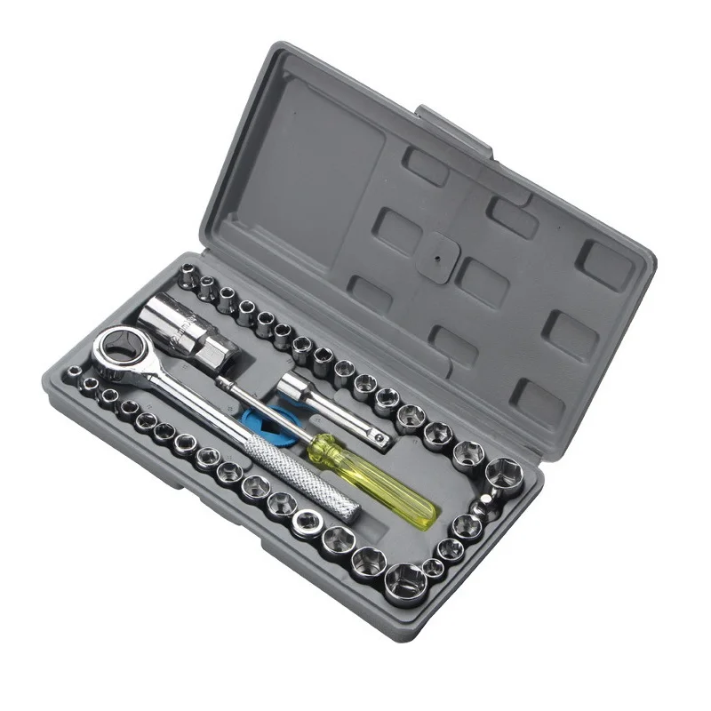 40PCS Auto Motorcycle Repair Tool Box Precision Socket Car Wrench Set Sleeve Screwdriver Kit Car Repair Tool Kit 1/4