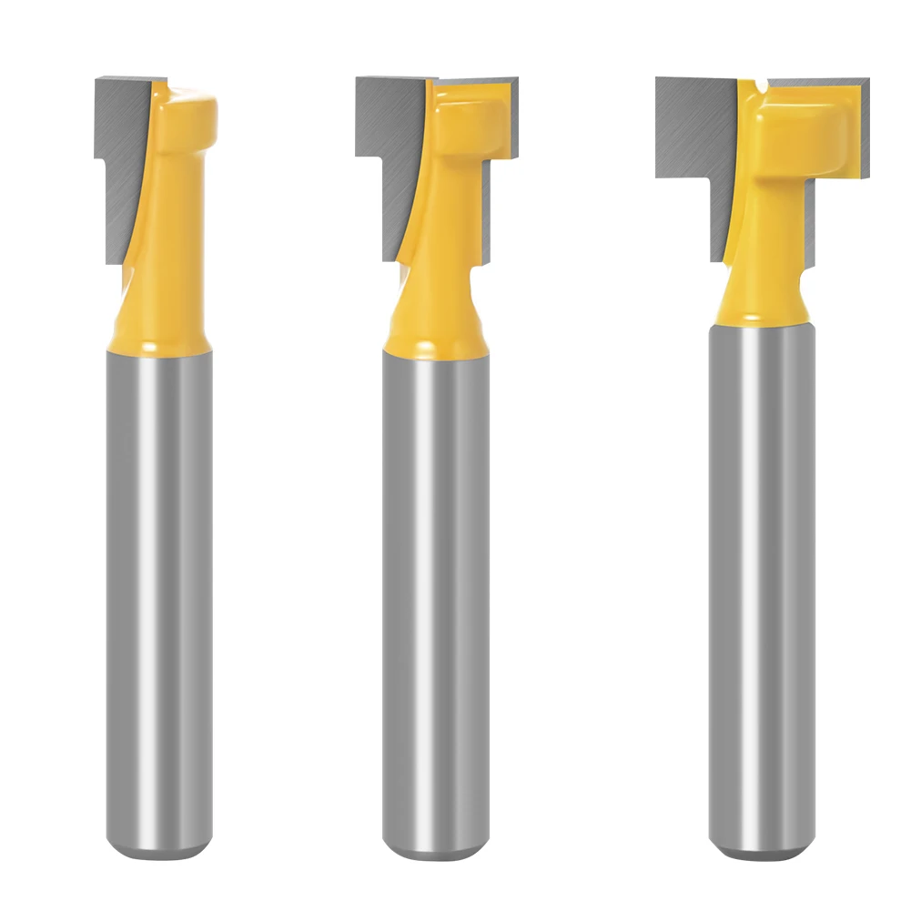 3ชิ้น1/4 "6มิลลิเมตรก้าน T-Slot คัตเตอร์ดอกเราเตอร์ชุดดอกสว่านหัวแบนหกเหลี่ยมสำหรับงานไม้
