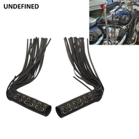 Empuñaduras de manillar para motocicleta, cubierta de palanca de cuero con flecos, para Chopper indio, personalizado, vintage, 7/8 pulgadas