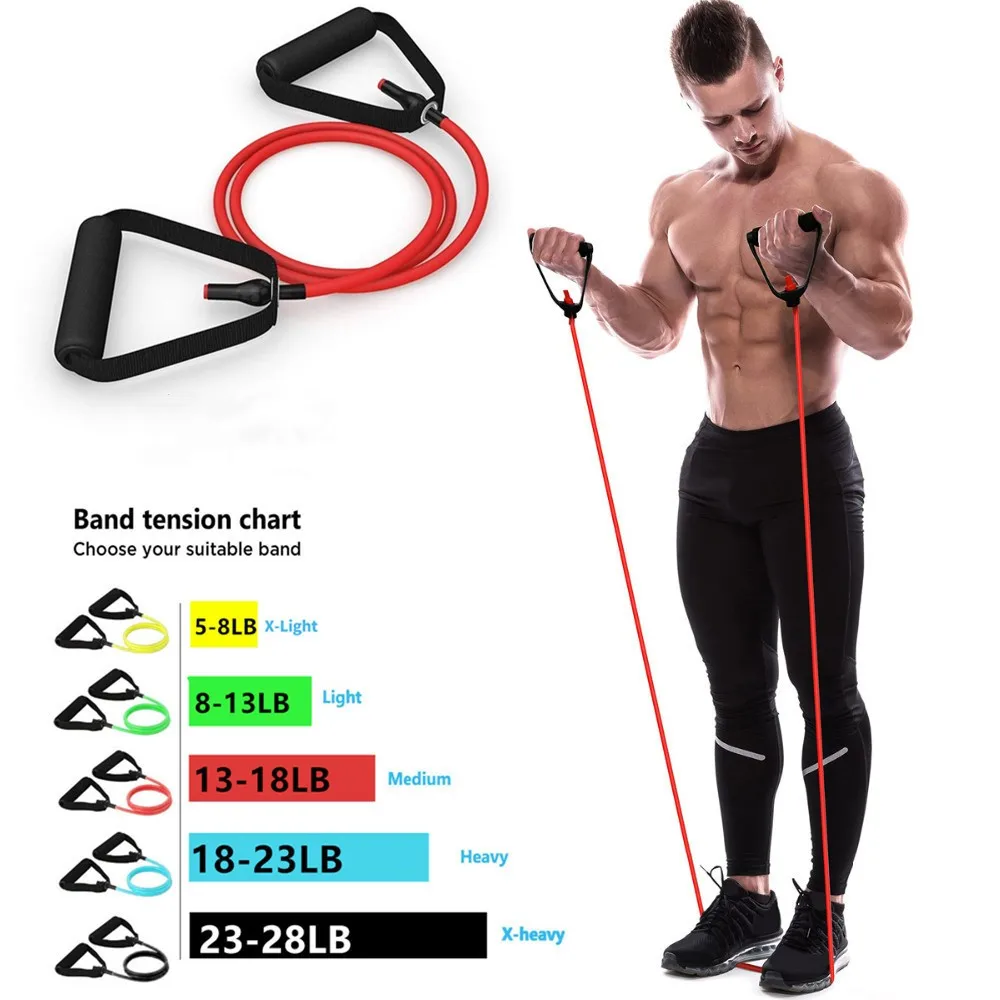 Fasce di resistenza a 5 livelli con manici Yoga corda da tiro fascia elastica per esercizi Fitness per allenamento domestico allenamento della forza