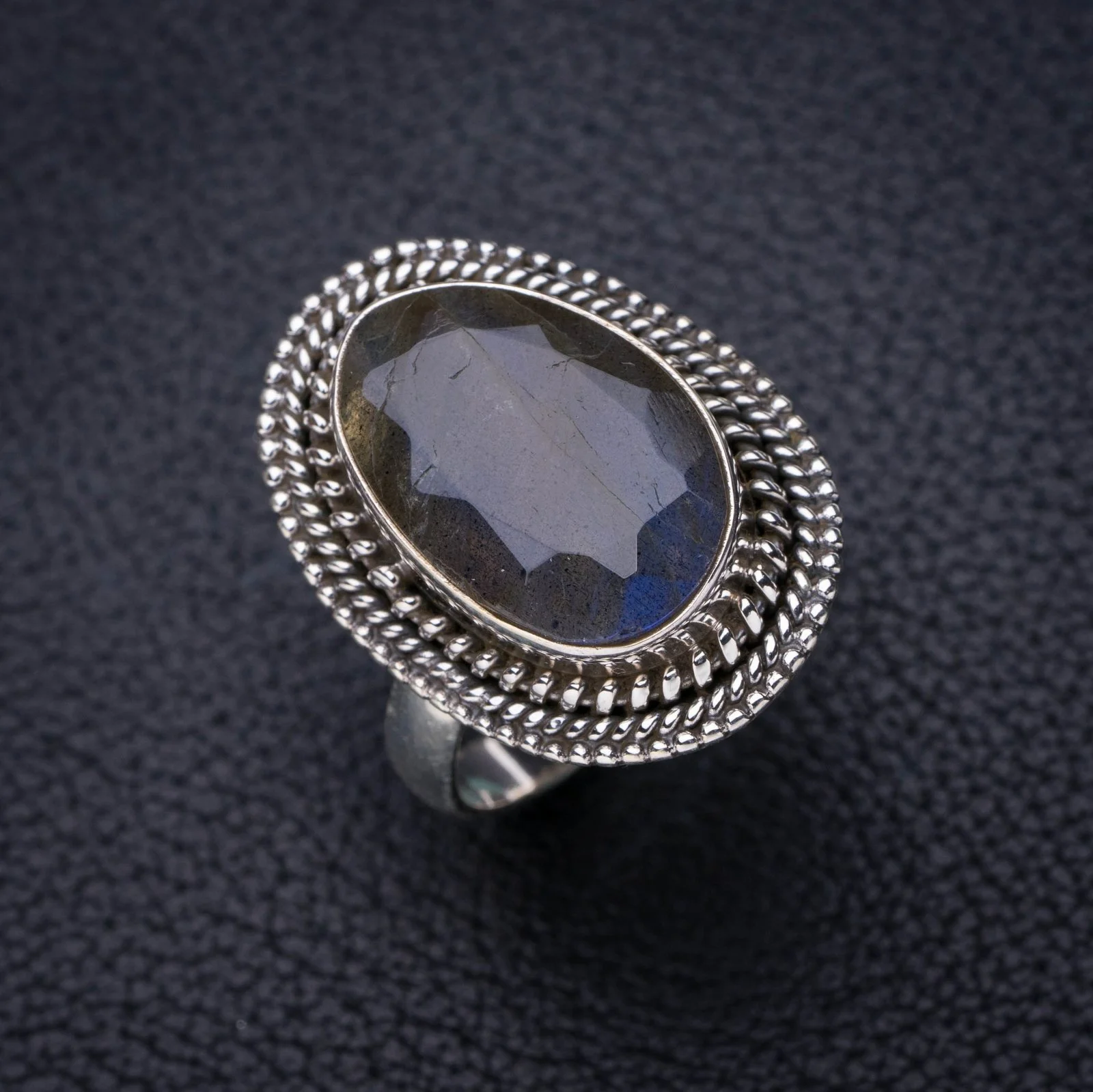 

StarGems Natural Blue Fire Labradorite Handmade 925 Sterling Silver Ring 8.75 E7168