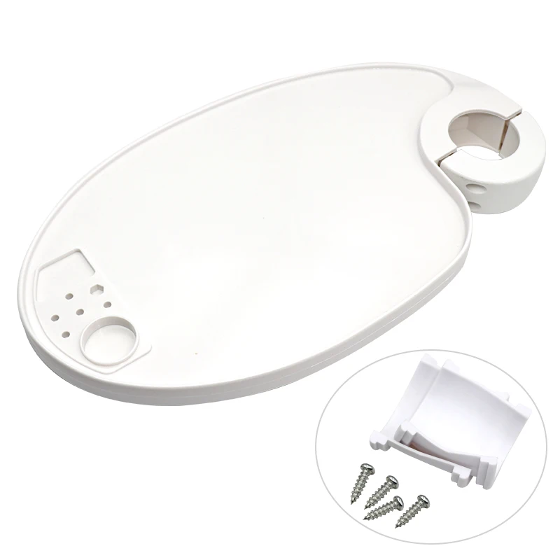 Bandeja escarificadora para silla Dental, accesorio Universal de plástico giratorio de 45/50mm, estante de poste montado, mesa de forma ovalada