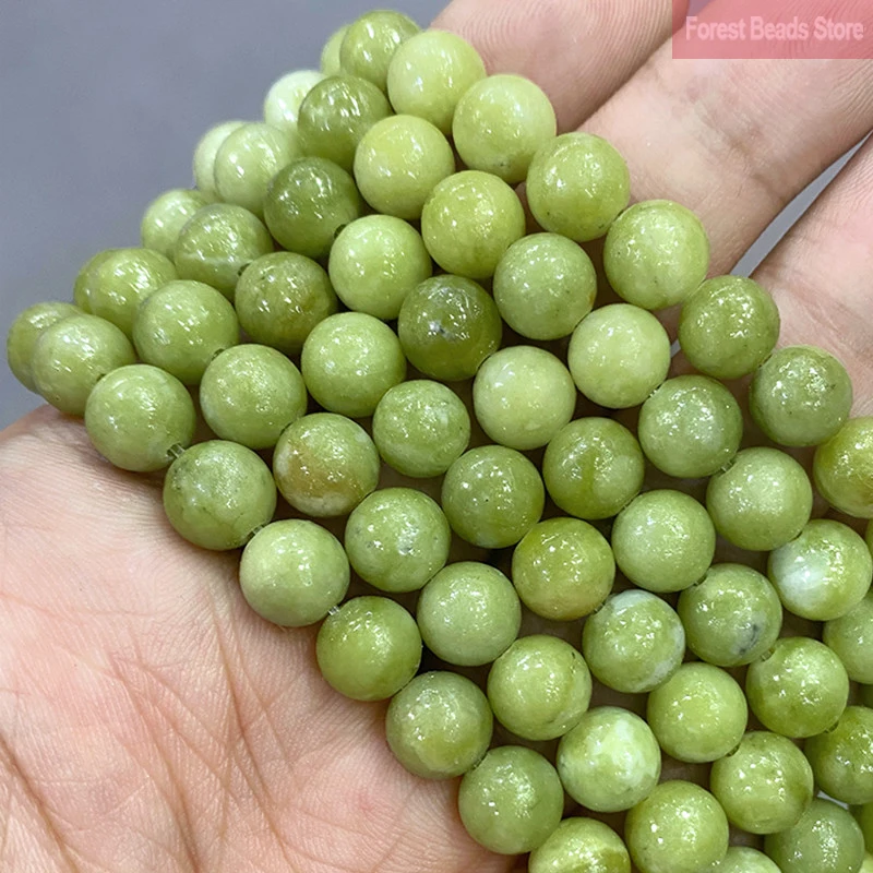 China Lt Lemon Green Jaspers Natural Stone Round Beads Diy Bracelet Necklace Earrings for Jewelry Making 15