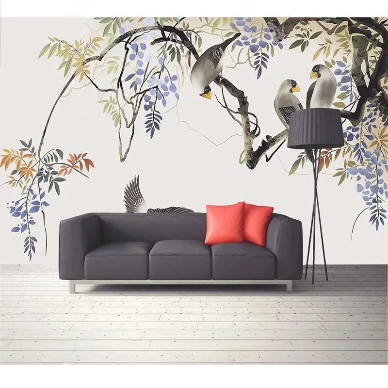 

Custom 3D Wallpaper Flower And Bird Background Wall Mural Living Room TV Sofa Bedroom Home Decor Wall Stickers Papel De Parede