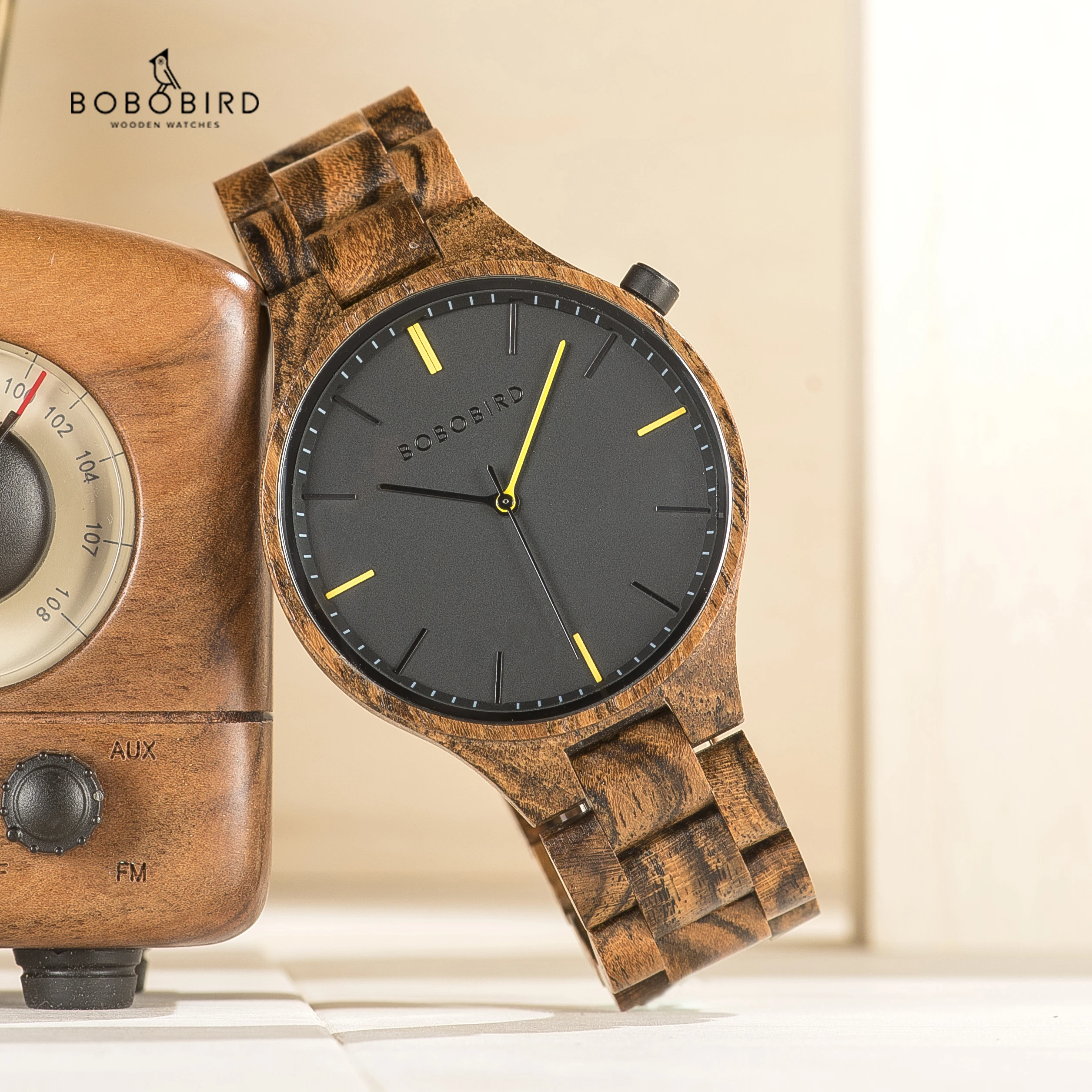 BOBOBIRD montre homme Watches Mens Wood Timepiece Wristwatch with Gift Wooden Box Dropshipping V-S27