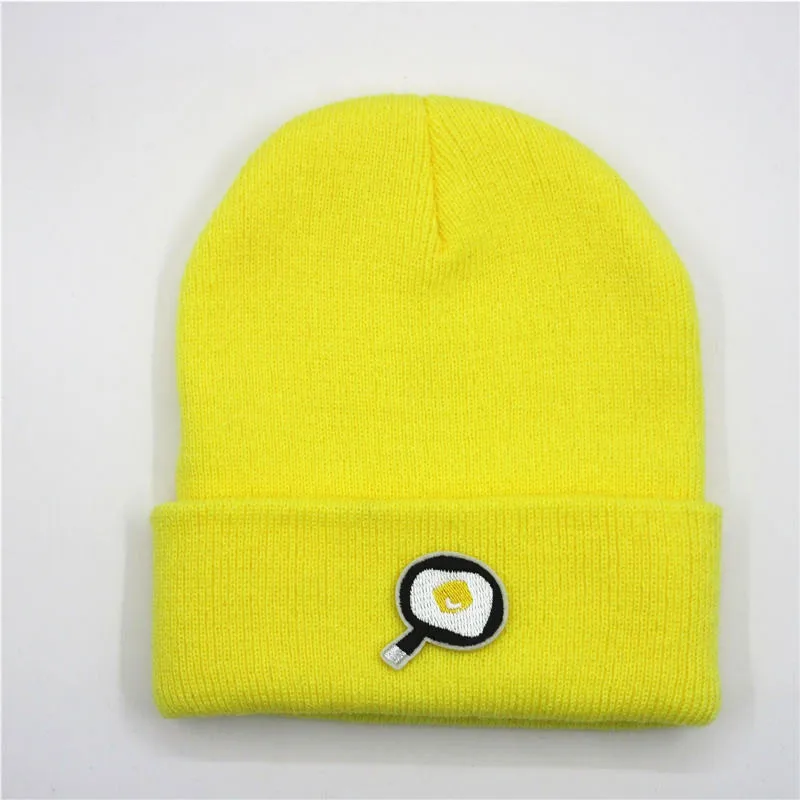 

Cotton Egg Cake Embroidery Thicken Knitted Hat Winter Warm Hat Skullies Cap Beanie Hat for Men and Women 189