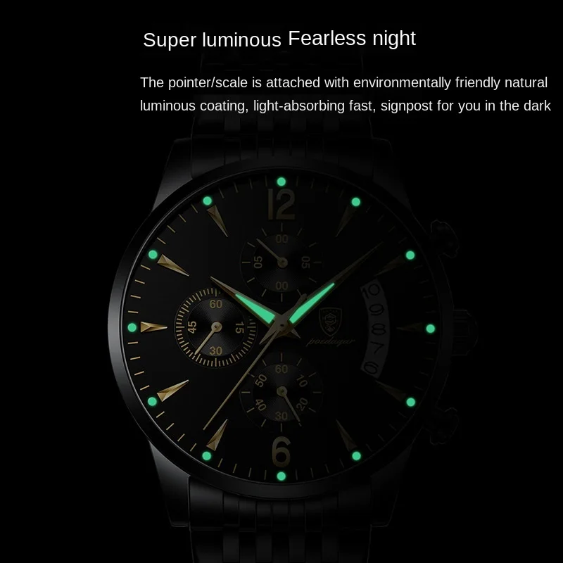 Top Brand Sport Luminous Watches Stainless Steel Fashion Luxury Waterproof Quartz Watch For Men Relojes Wristwatches Masculino