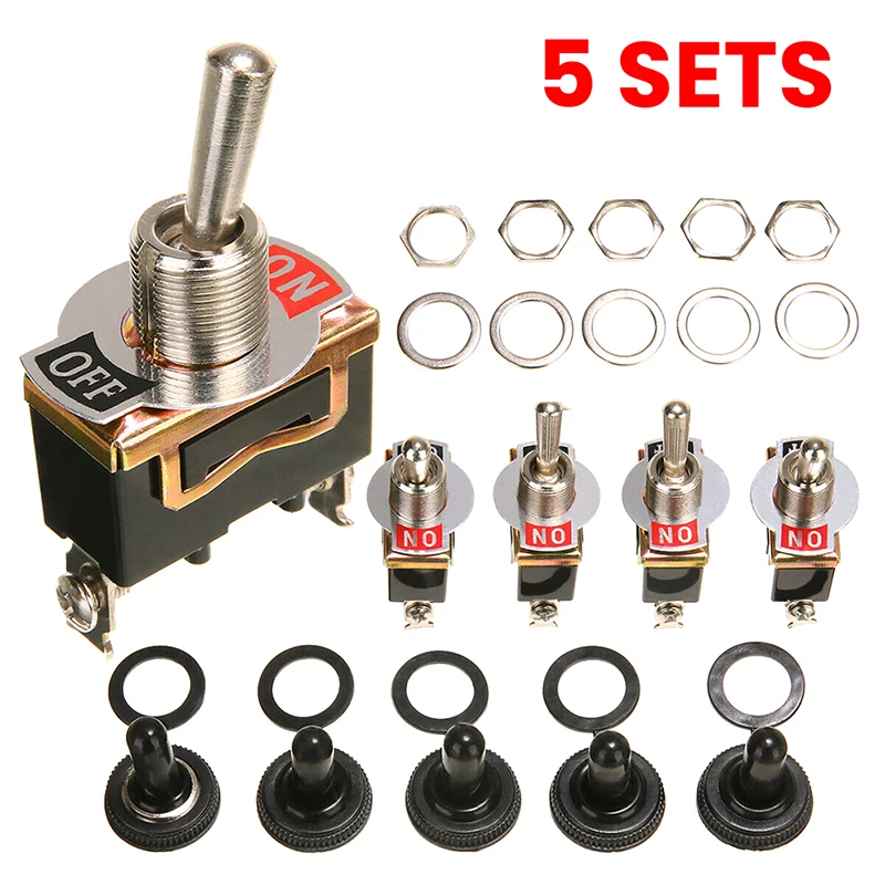 Новинка 5 комплектов SPST 2Pin тяжелый 15 А 250 В ВКЛ./ВЫКЛ. SPST SPDT DPDT переключатель питания водонепроницаемый колпачок