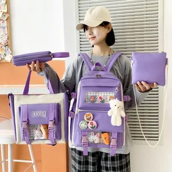 Kawaii Mochila Harajuku piccolo fresco giapponese morbido ragazza zaino scuola media studente Bookbag Bolsa Feminina Set di quattro pezzi