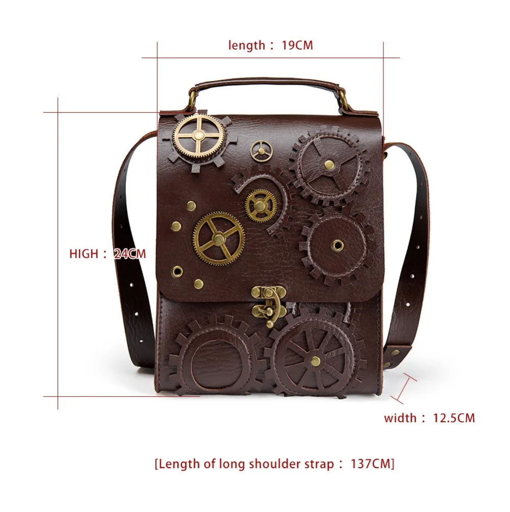Norbinus Steampunk Einzelne Umhängetaschen Vintage Damen Handtaschen Gothic Messenger Umhängetasche Damen Nieten Top-Griff Taschen Pack – Detail 37