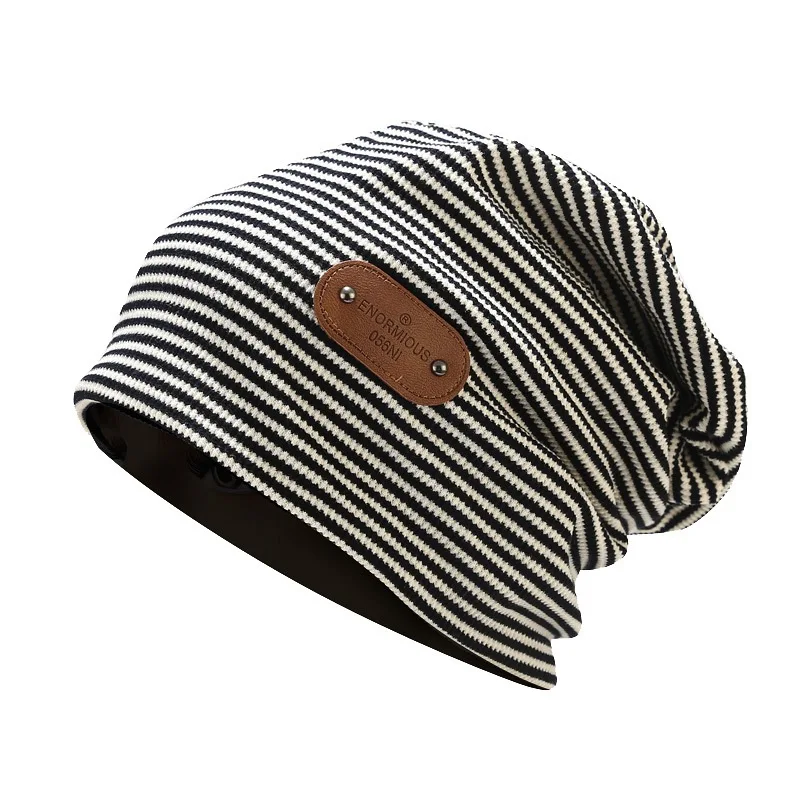 Striped Print Women Hat Ladies Autumn Winter Hats Fashion Hip-hop Slouchy Beanie Girls Chapeu Feminino Cotton Cap