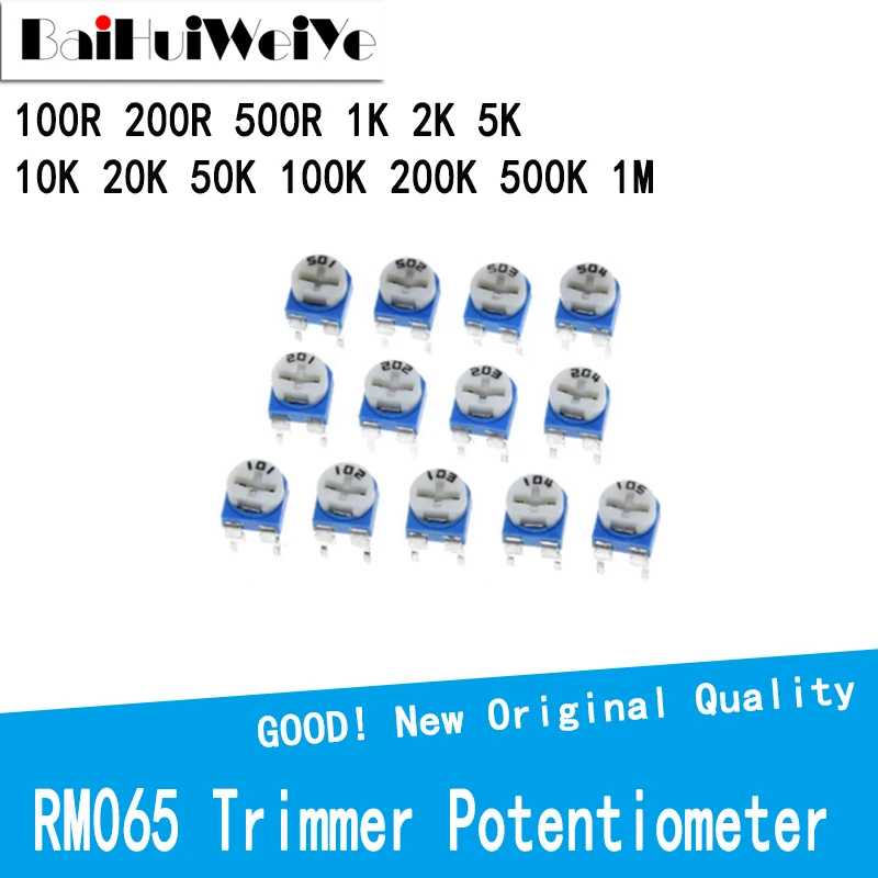 10PCS/LOT RM-065 RM065 Trimpot Trimmer Potentiometer Variable Resistor 100 200 500 1K 2K 5K 10K 20K 50K 100K 200K 500K 1M ohm