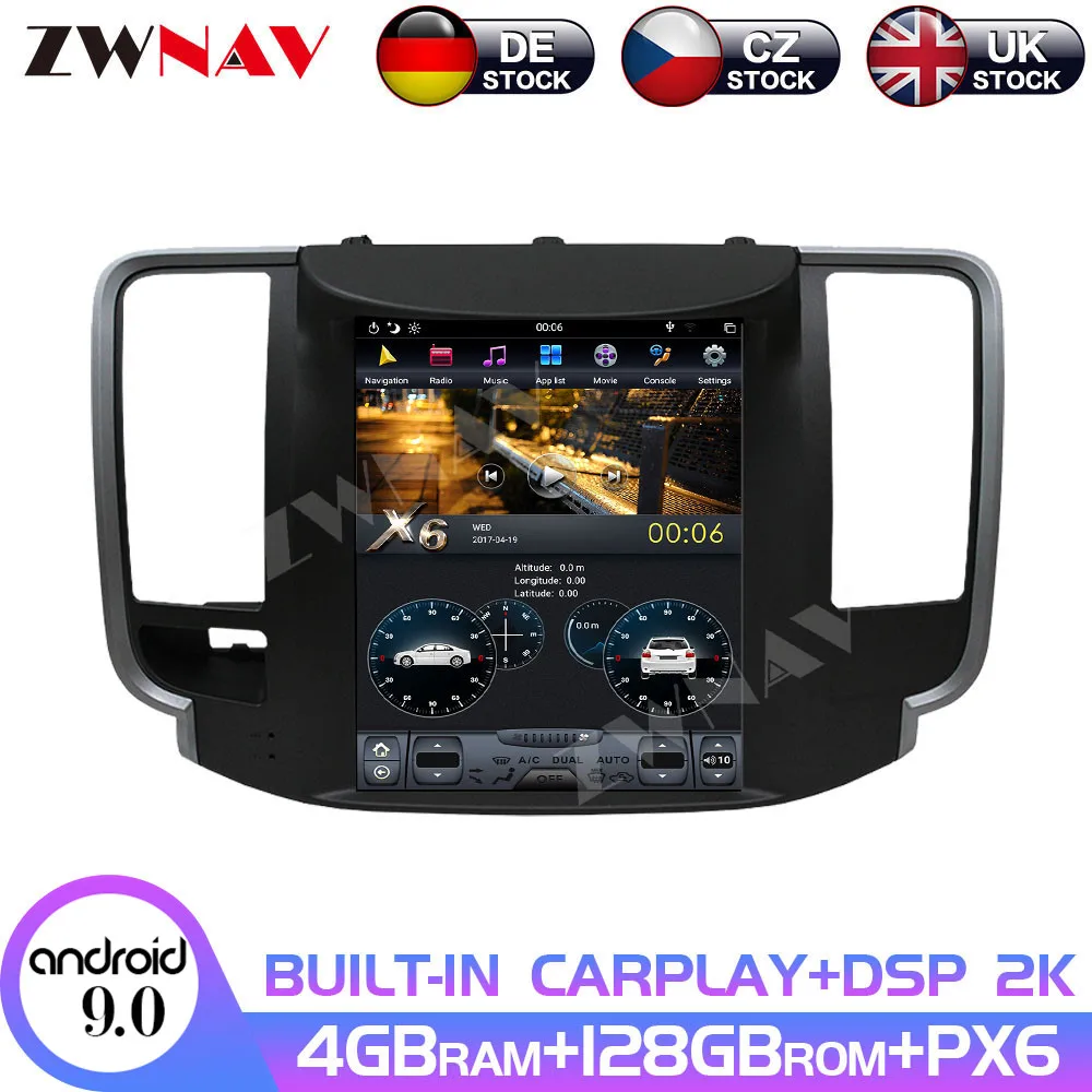 Android 9 4+128G PX6 Vertical Tesla With DSP Carplay Car Multimedia Player For NISSAN Teana 2008-2011 Radio No DVD