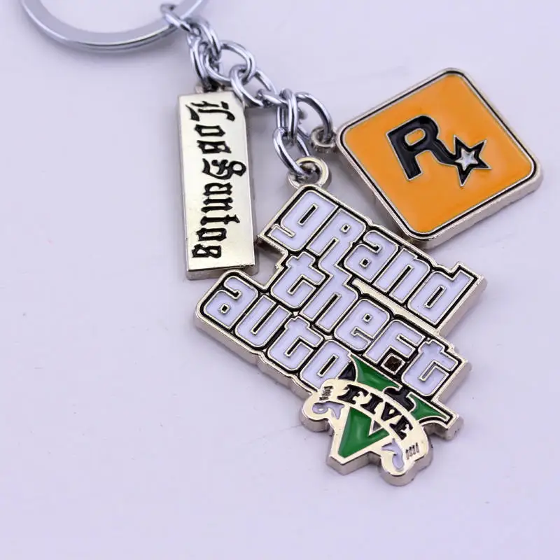 Muti-Pendant Key Holder PS4 Xbox PC Keyfob Game GTA V Grand Theft Auto 5 Keychain For Fans Key Chains Key Ring llaveros