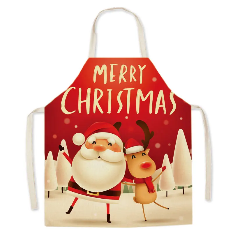 Hot New Christmas Party Room Decoration Kitchen Waterproof Apron Children\'s Creative Cartoon Painting Anti-fouling Apron Bib