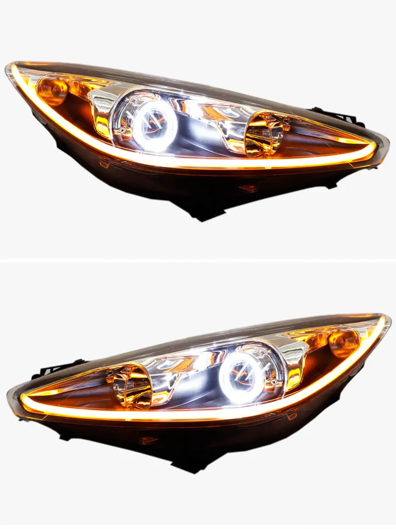 Car Led Headlight Assembly Angel Eye for Peugeot 308 DRL Daytime Running Light with Turn Signal автомобильные товары