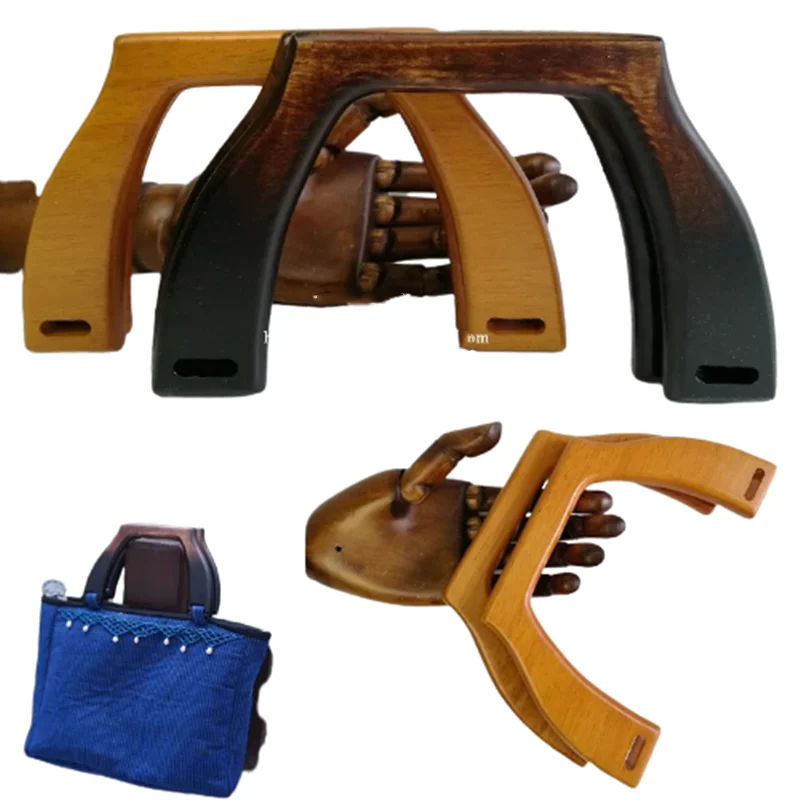 Solid Wood Big Hand Made Bag Handbags U Shape  Handle Save Your Wood Purse Handle Accessories Obag Handbag Bag Handles Wholesale