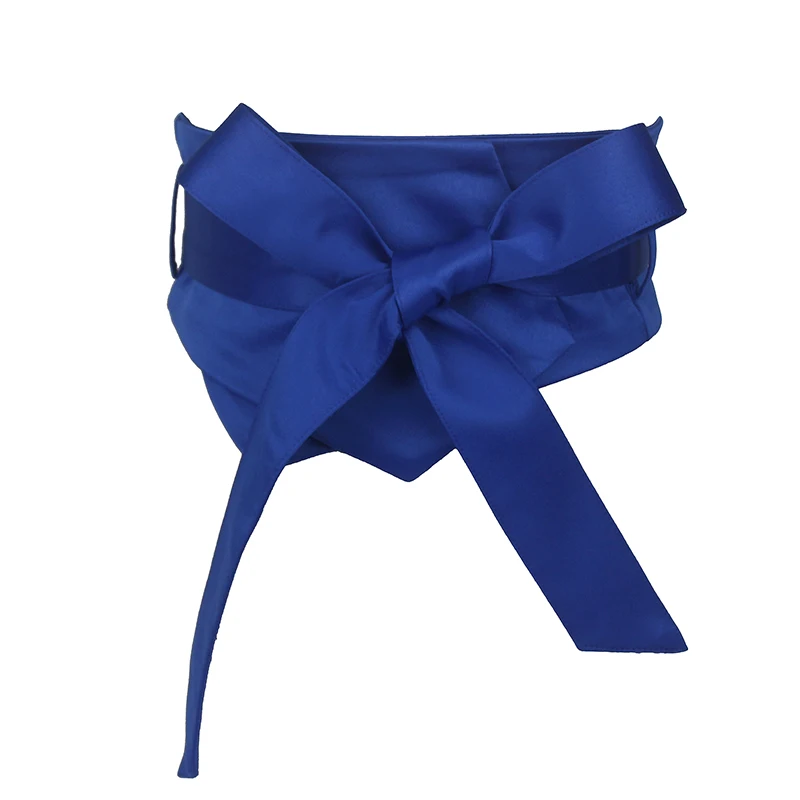 Fashion Pink Blue Yellow Black Fabric Soft Waist Belt for Women Self-tie Bow WIde Slim Corset Spring Autumn Coat Dress Belts