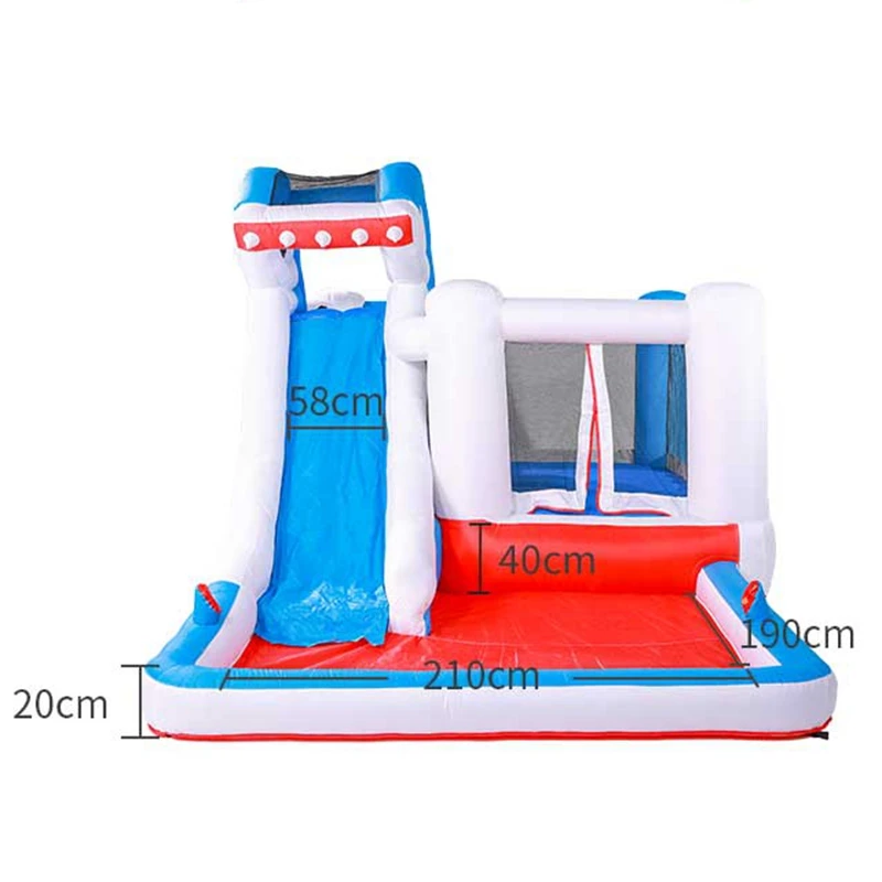 5-8 Kids Inflatable Shark Water Park Slide with Pool Water Sprinker Summer Water Play for Yard Garden Family