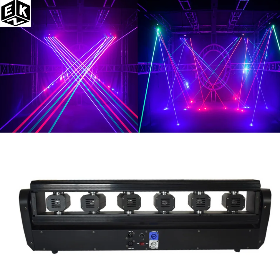 

Disco Laser Moving Bar 6x500mW 6 Eyes RGB Stage Effect Bar Beam Moving Head Light DJ Party Wedding Stage DMX Control Projector