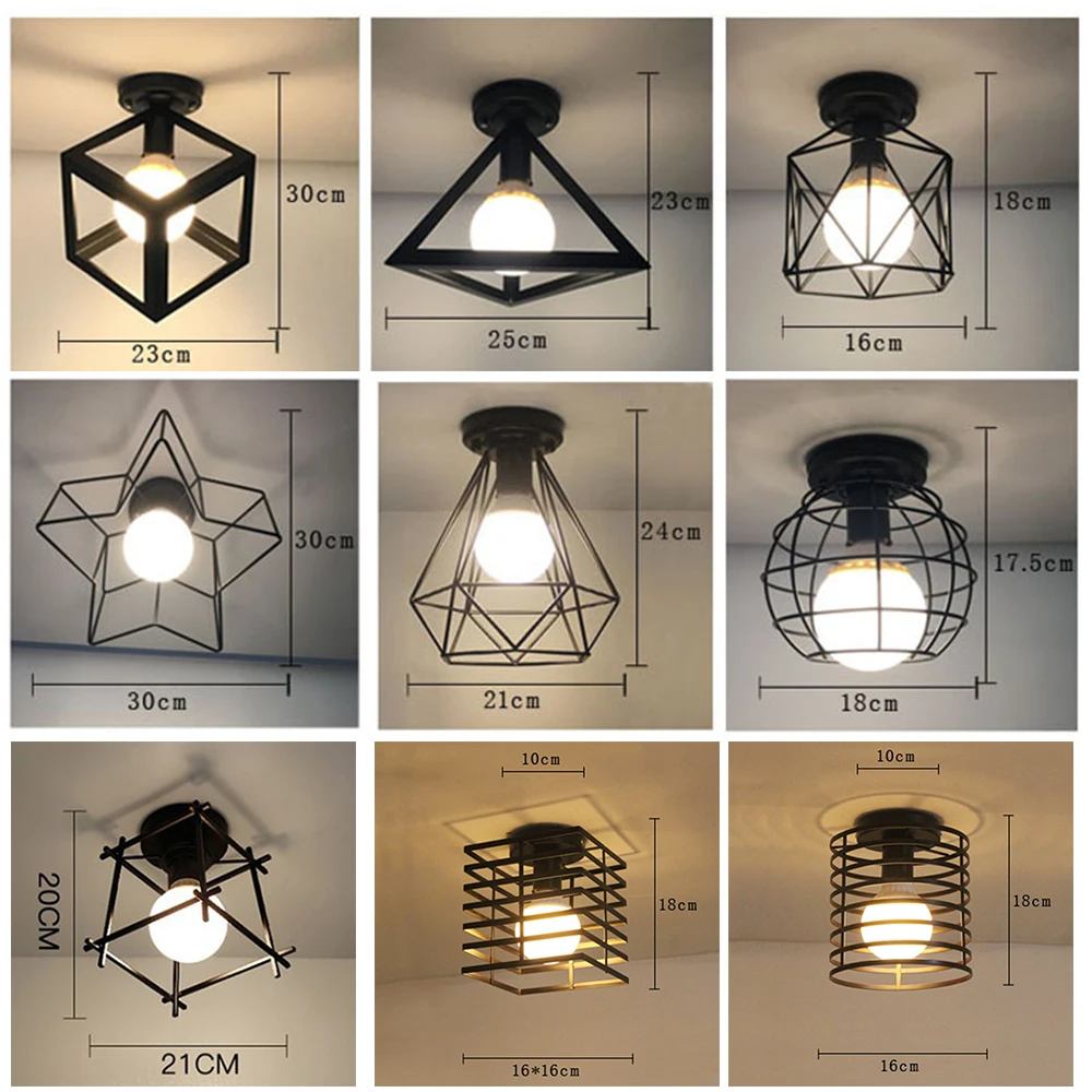 

E27 Modern Ceiling Lamp Black Wrought Iron Chandelier Mordic Ceiling Light for Living Room Dining Bedroom Study Balcony Cafe