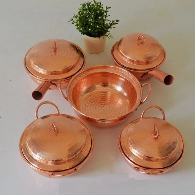 Handmade Pure Copper Pot Thick Rice Soup Noodle Home Kitchen Casserole Tableware Container