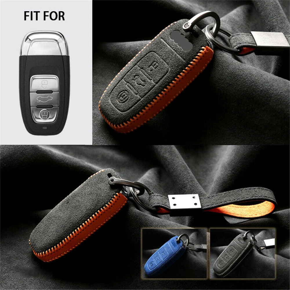 

Suede Leather Remote Start Car Key Case Cover Bag Fob Protector Holder Auto Accessories Shell For Audi A3 A4 A5 A6 Q3 Q5 S7 S8