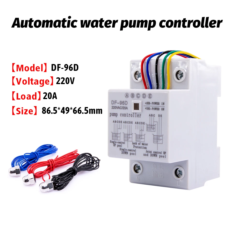 DF-96D/DK A/B Automatic Water Level Controller Switch 20A 220V Water tank Liquid Level Detection Sensor Water Pump Controller