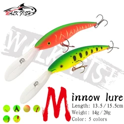 WALK FISH 1PCS Long Lip Minnow Fishing Lure 14g 20g Deep Wobbler Swimming Artificial Pesca Hard Fish Bait Pesca For Trout Bass