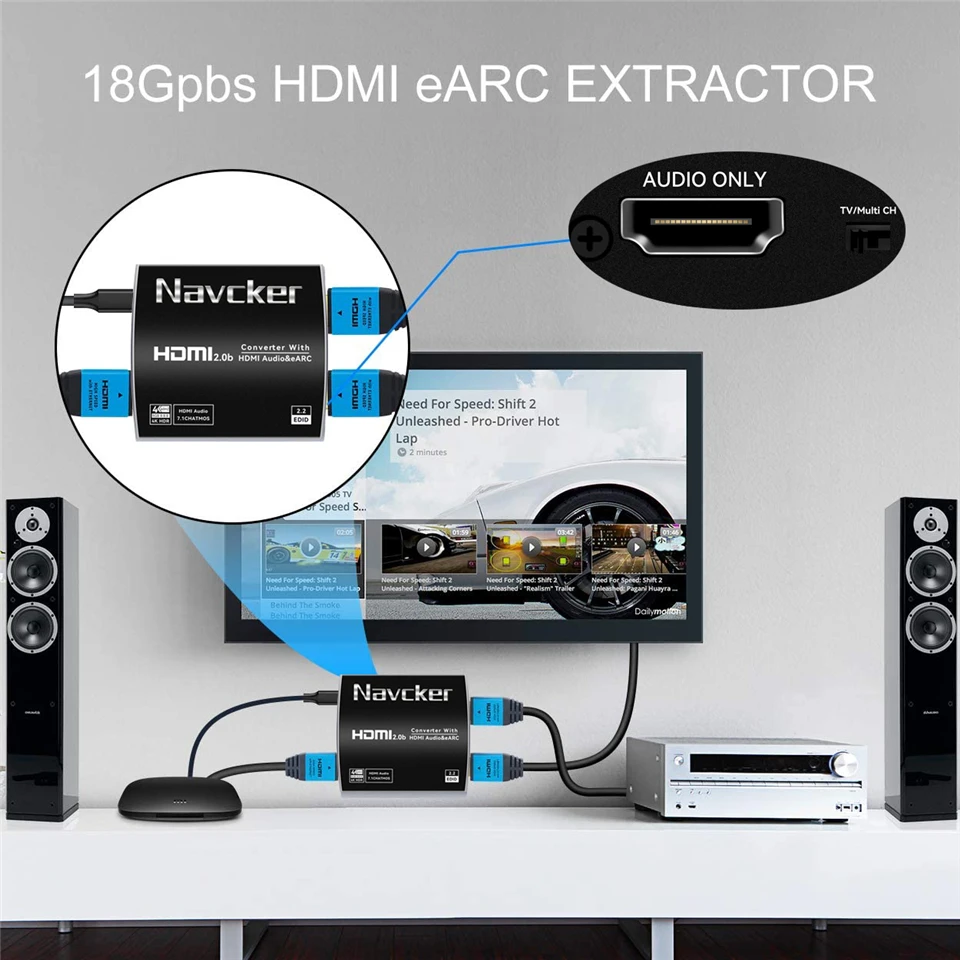 2023 najlepsza eARC HDMI 2.0 ekstraktor Audio 4K 120Hz RGB8:8:8 HDR rozdzielacz HDMI konwerter Audio 4K HDMI na optyczne TOSLINK SPDIF 7.1