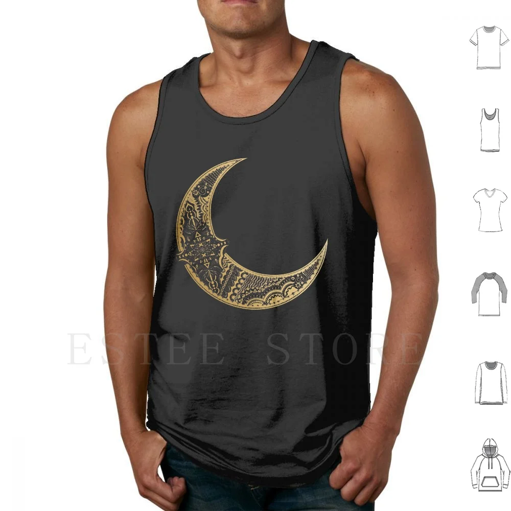 Gold Moon Mandala Tank Tops Vest Sleeveless Mandala DIY Mandala DIY Mandala Mandala Mandalas Mandala Trance Music