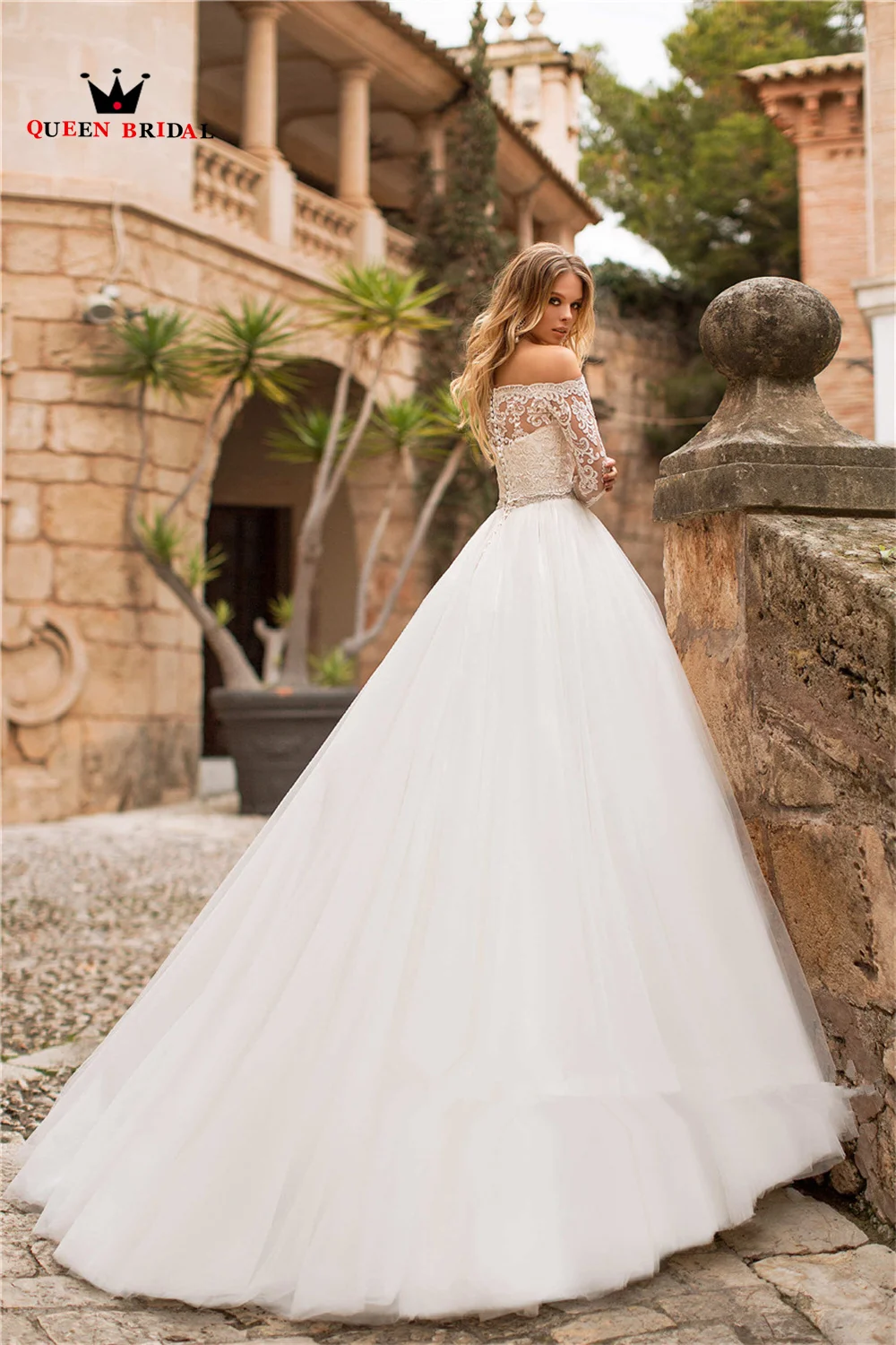 Vestidos de novia sencillos de corte a, mangas 3 y 4 tul, encaje, cinturón de cristal, vestido de novia Formal, nuevo diseño hecho a medida DS35 2023