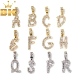 THE BLING KING Single Baguettecz Letter Pendant Necklace English Initial Letters Fashion Iced Cubic Zirconia Hiphop Jewelry