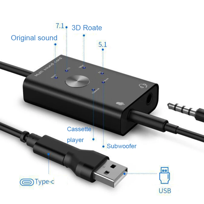 المحمولة الخارجية كارت الصوت USB 2.0 Type-C إلى 3.5 مللي متر جاك سماعة ميكروفون محول الصوت ل ويندوز ماك لينكس أندرويد