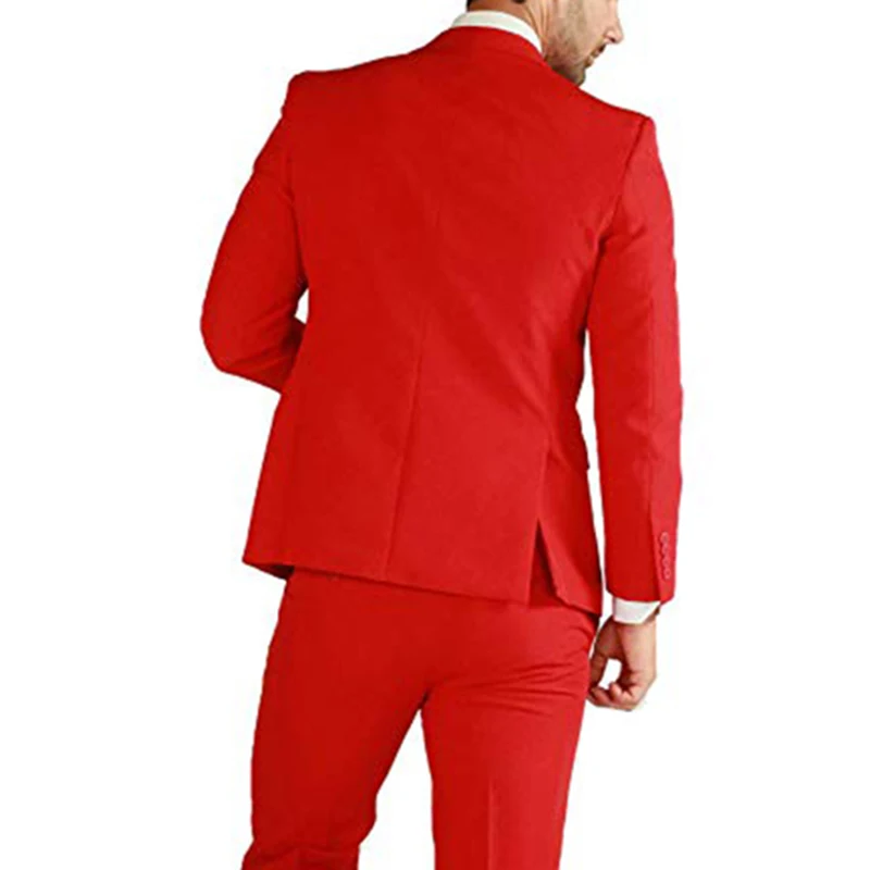 Rosso Abiti Da Uomo Doppio Petto 2 Pezzi (Giacca + Pantaloni) ha raggiunto il picco Collare Slim Fit Abiti per la Cerimonia Nuziale Del Partito di Pranzo Smoking