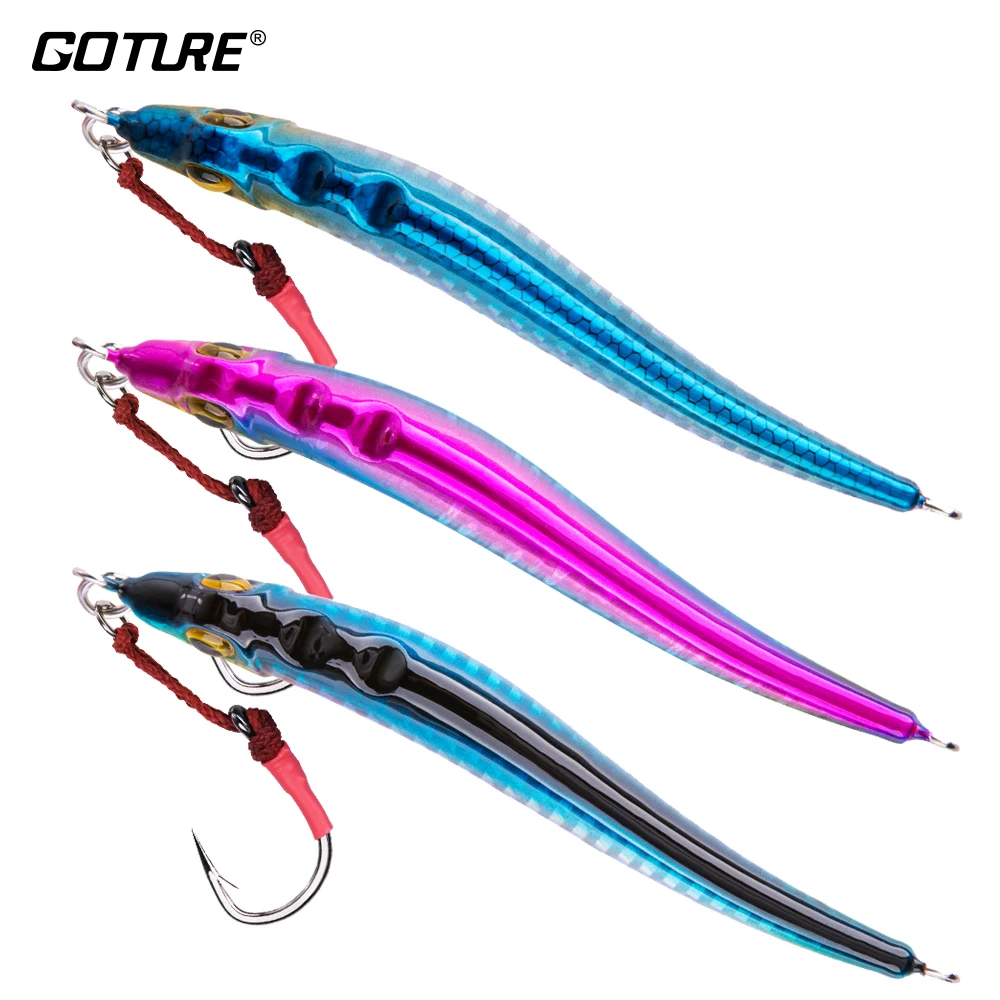 

Goture 3pcs/set 100g 150g Jig Fishing Lure Fast Sinking Metal Spoon Jigging Lure Lead Fish for Big Game Fishing S Shape Lures