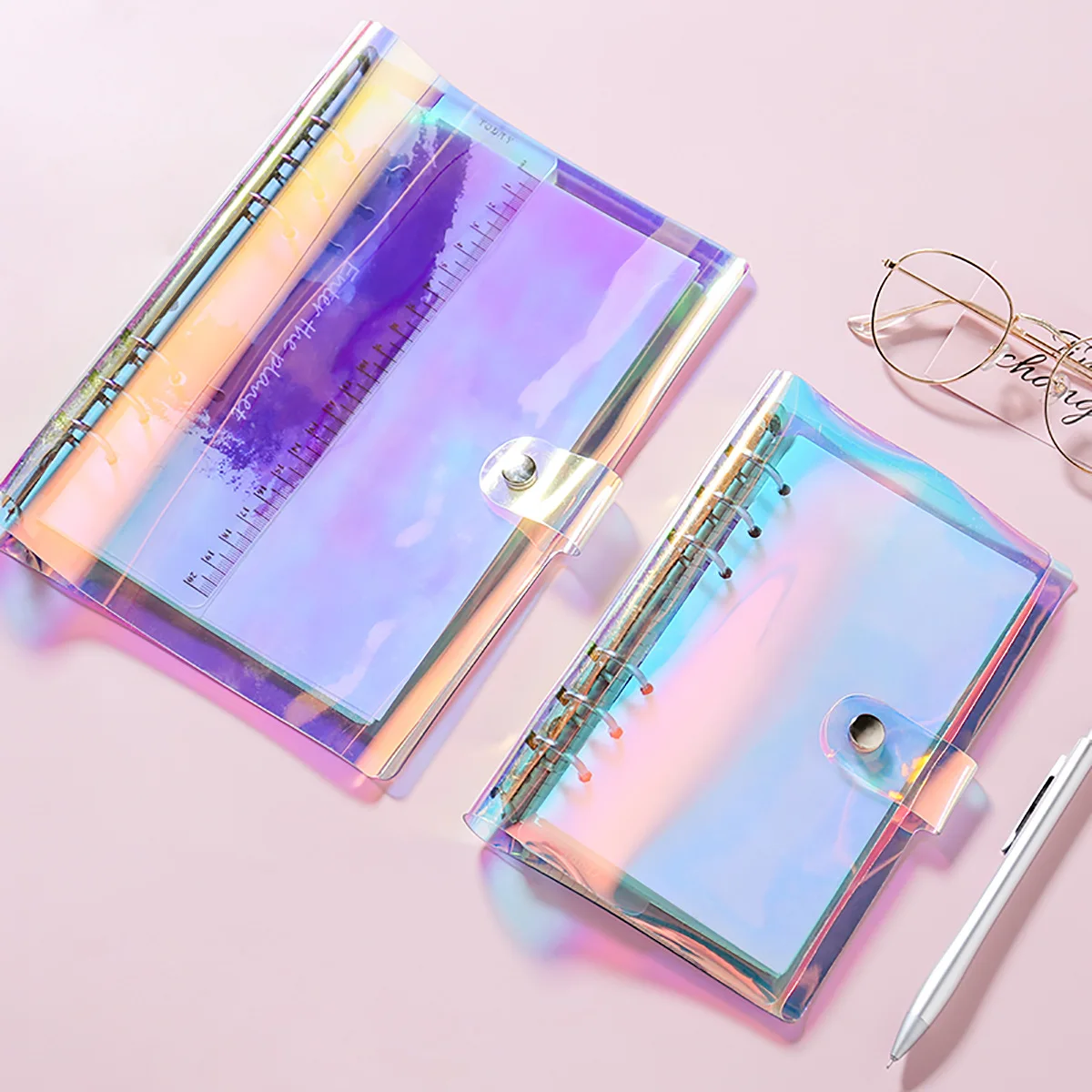 A5 A6 Creative Cute Transparent 6 Ring Colorful Loose-leaf Hand Book Student Notebook Ring Binder Kawaii School Supplies